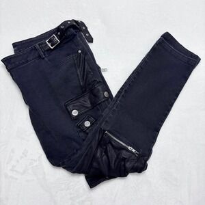 Devil Fashion Mens 3XL XXXL Goth Cyberpunk Cargo Pants Jeans Faux Leather Alt